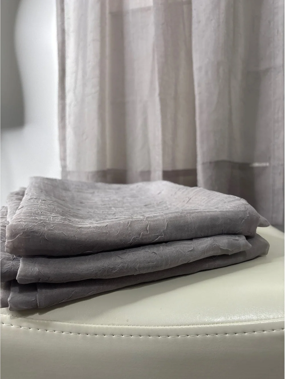 Sheer Gray Curtain Panel Set with Rod Pocket